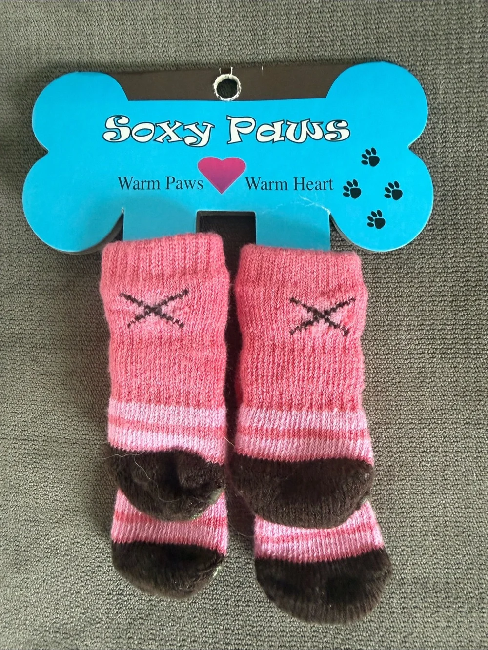 Soxy Paws Pink & Brown Dog Booties, Size XS, NWT